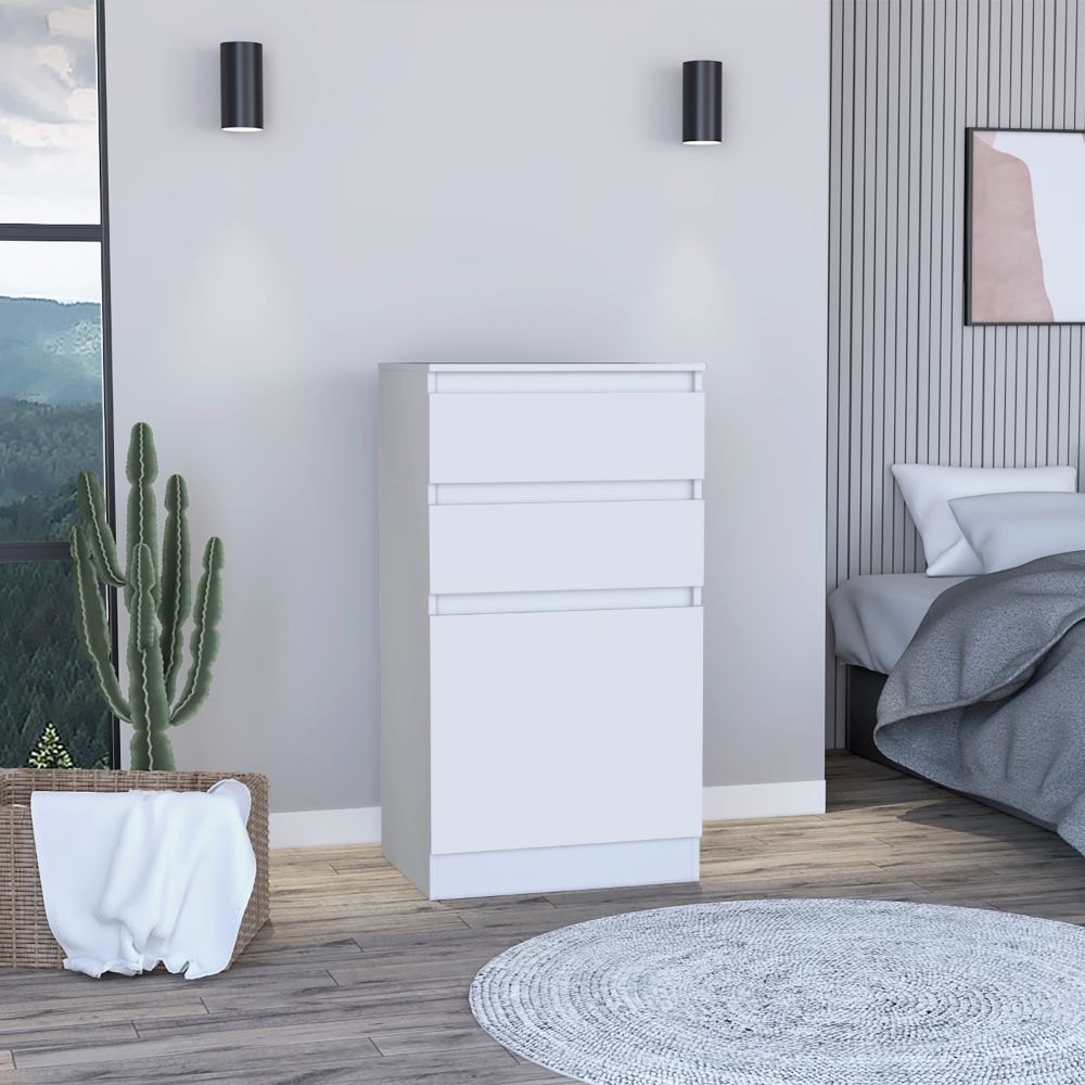 Cassel 2 Drawer Dresser White White Particle Board