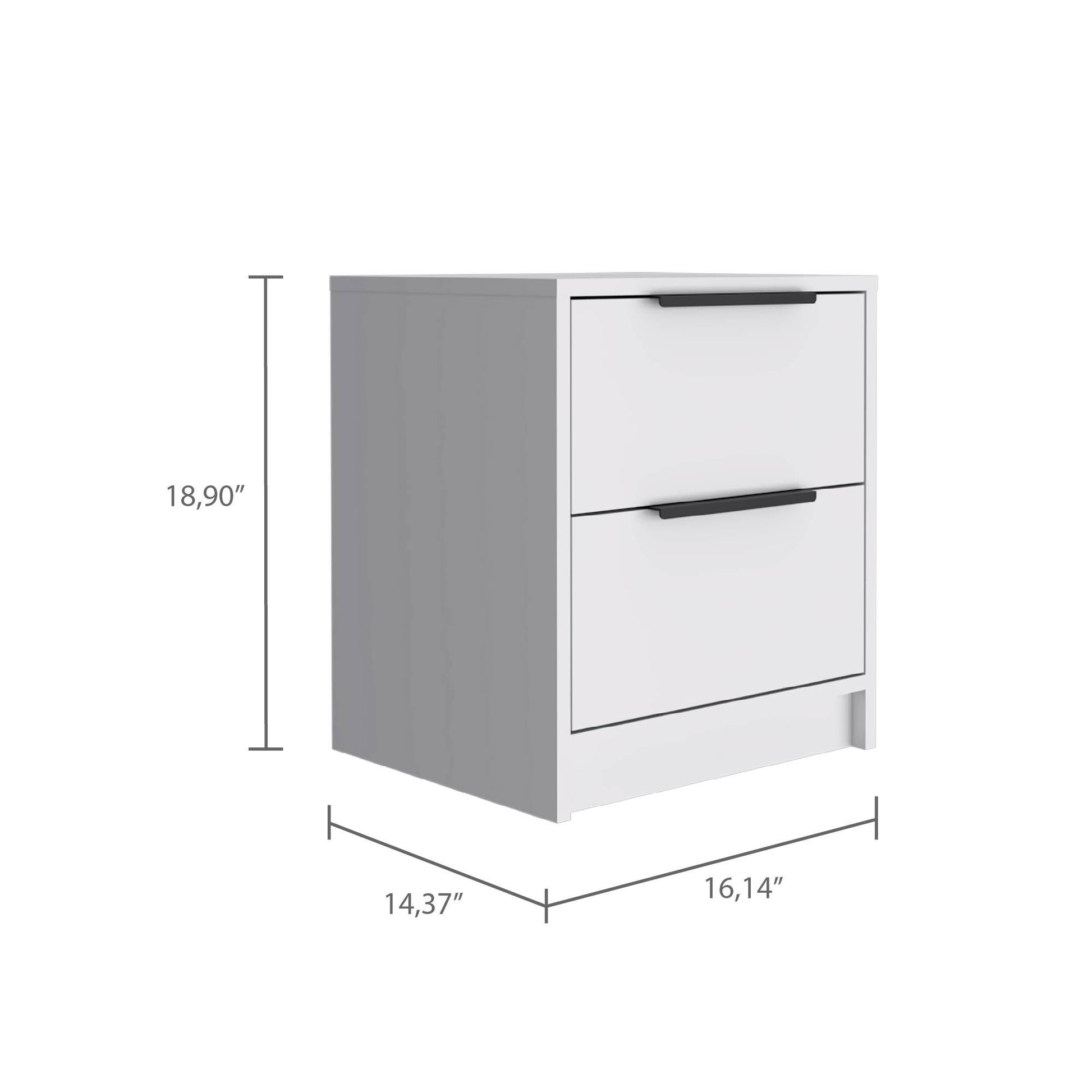 Cannon 2 Drawer Nightstand White White Particle Board