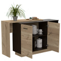 Chesterfield 2 Shelf 1 Drawer Kitchen Island Black Wengue And Light Oak Black Particle Board