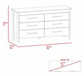 Southington 6 Drawer Rectangle Dresser White White Particle Board