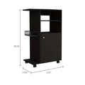 Napenthe 1 Shelf Kitchen Cart With Caster Black Wengue Black Particle Board