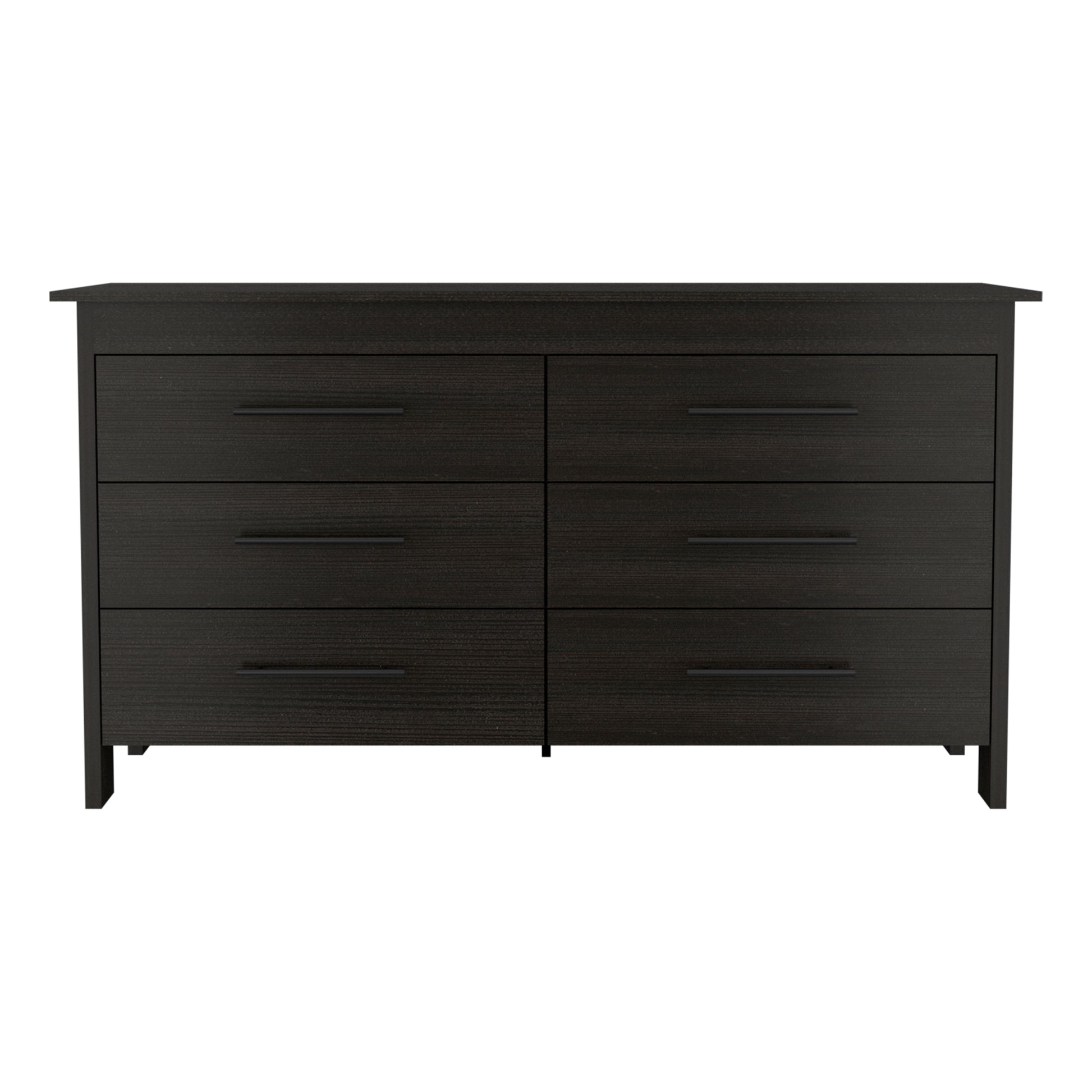 Southington 6 Drawer Rectangle Dresser Black Wengue Black Particle Board