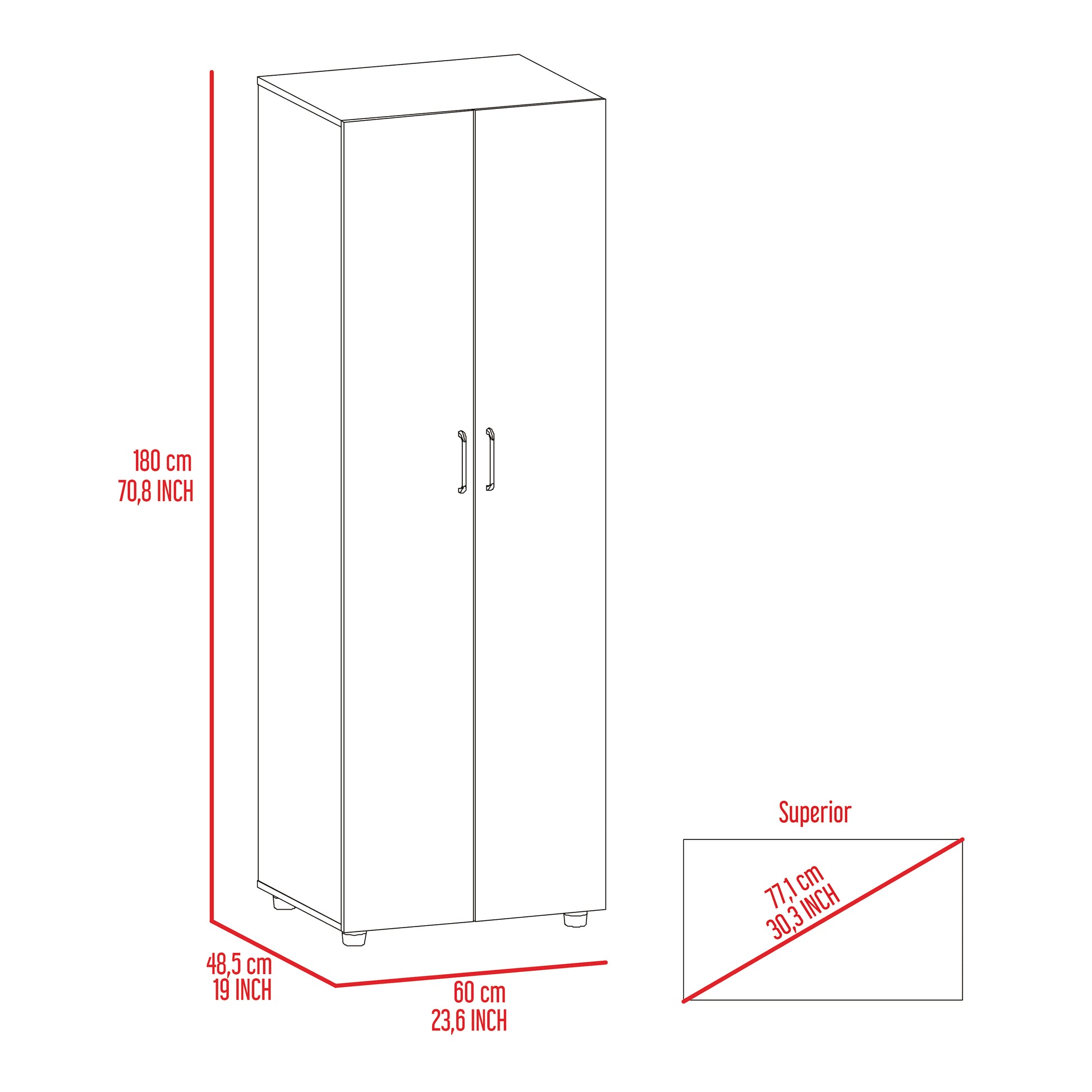 Chagrin 2 Shelf Rectangle Armoire Black Wengue Black Particle Board