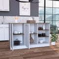 Beacon Falls 3 Shelf Rectangle Kitchen Island White And Dark Brown White Particle Board