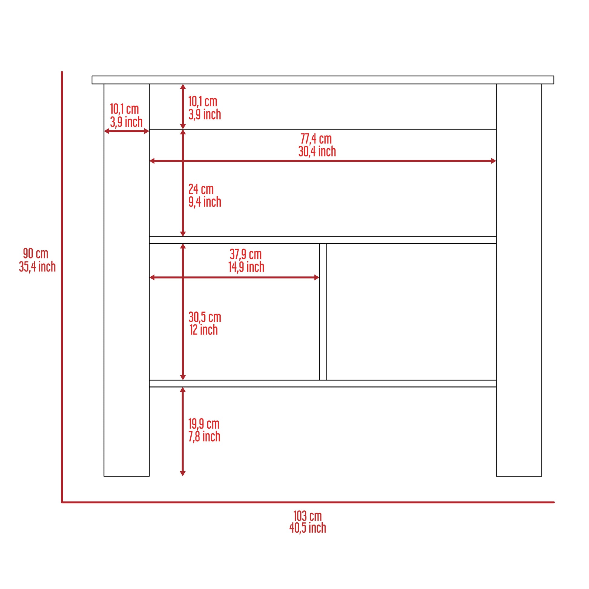 Rockaway 3 Shelf Kitchen Island White And Onix White Particle Board