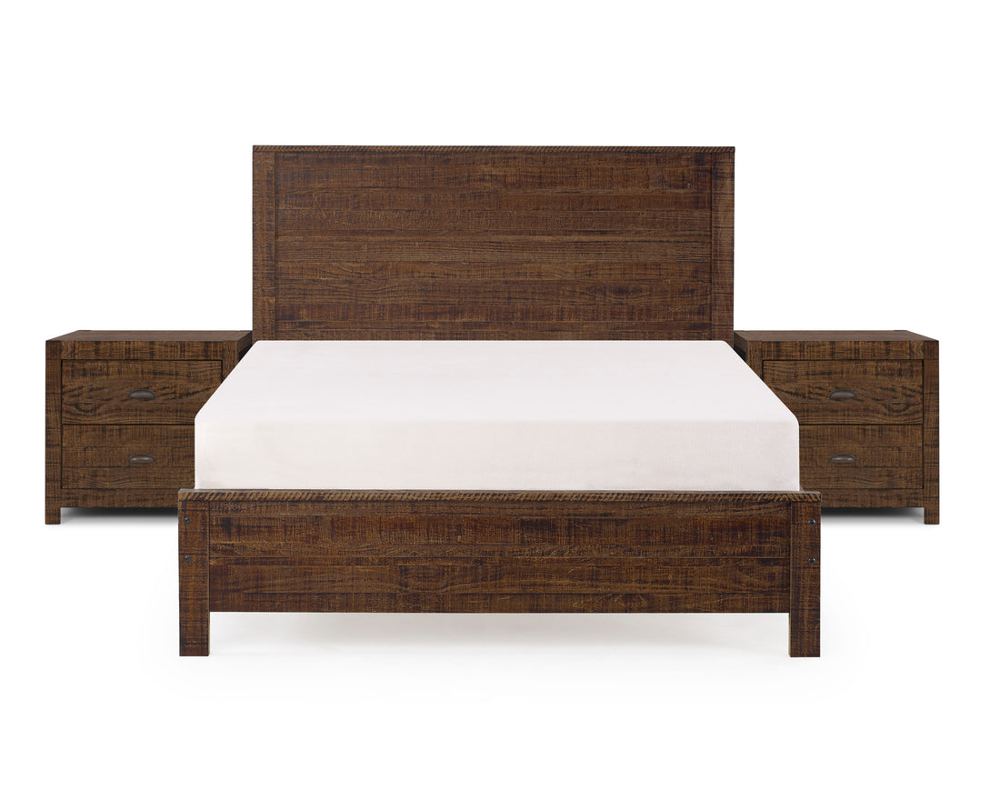 Albany 3 Piece Full Bed Set, Heavy Duty Solid Wood Full Size Bed Frame With Bedside Table Set Of 2, Espresso Espresso Solid Wood