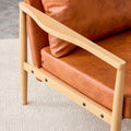 Pu Leather Accent Arm Chair Mid Century Modern Upholstered Armchair With Imitation Solid Wood Color Metal Frame Extra Thick Padded Backrest And Seat Cushion Sofa Chairs For Living Room Sf 010 Brown Foam Pu