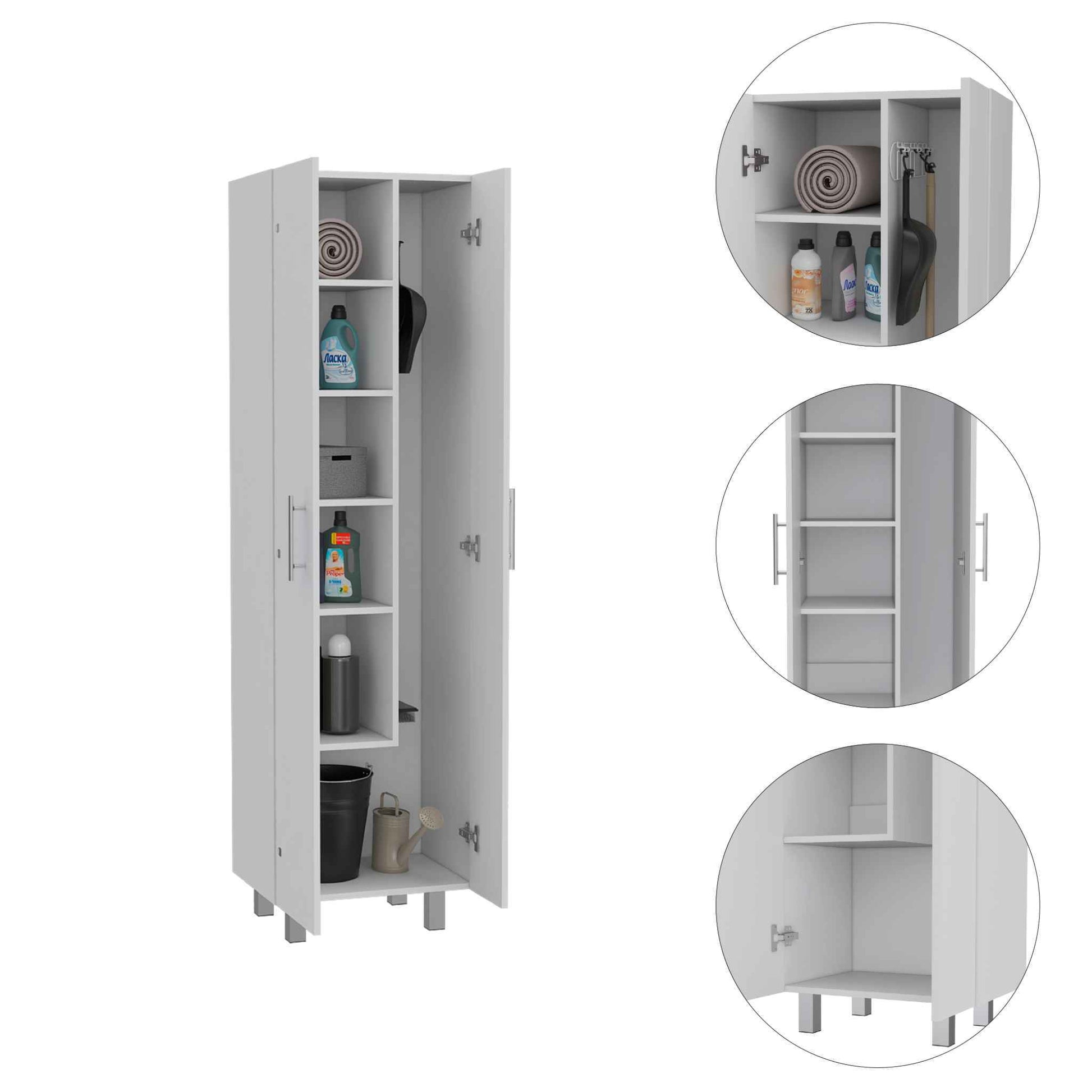 Halifax 2 Door Rectangle Closet Pantry White White Particle Board