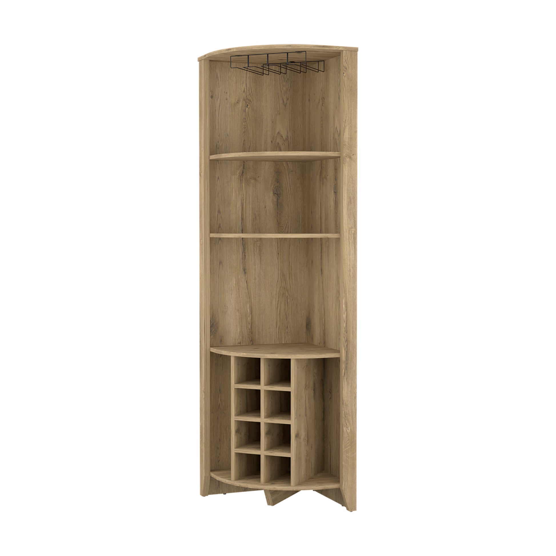 Morgana 8 Bottle 5 Shelf Corner Bar Cabinet Macadamia Beige Particle Board