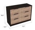 Longhill 6 Drawer Rectangle Dresser Black Wengue And Pine Black Particle Board