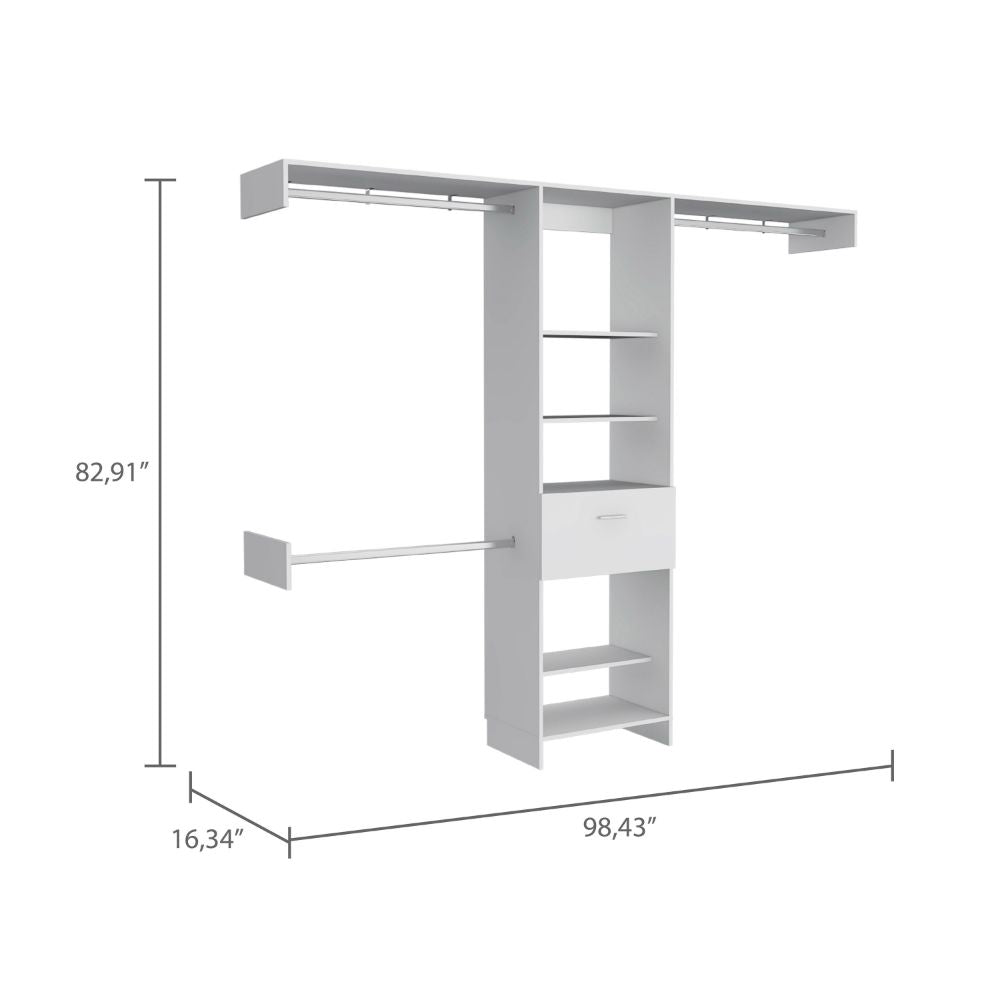 Calveston 1 Drawer 4 Shelf Closet System White White Particle Board