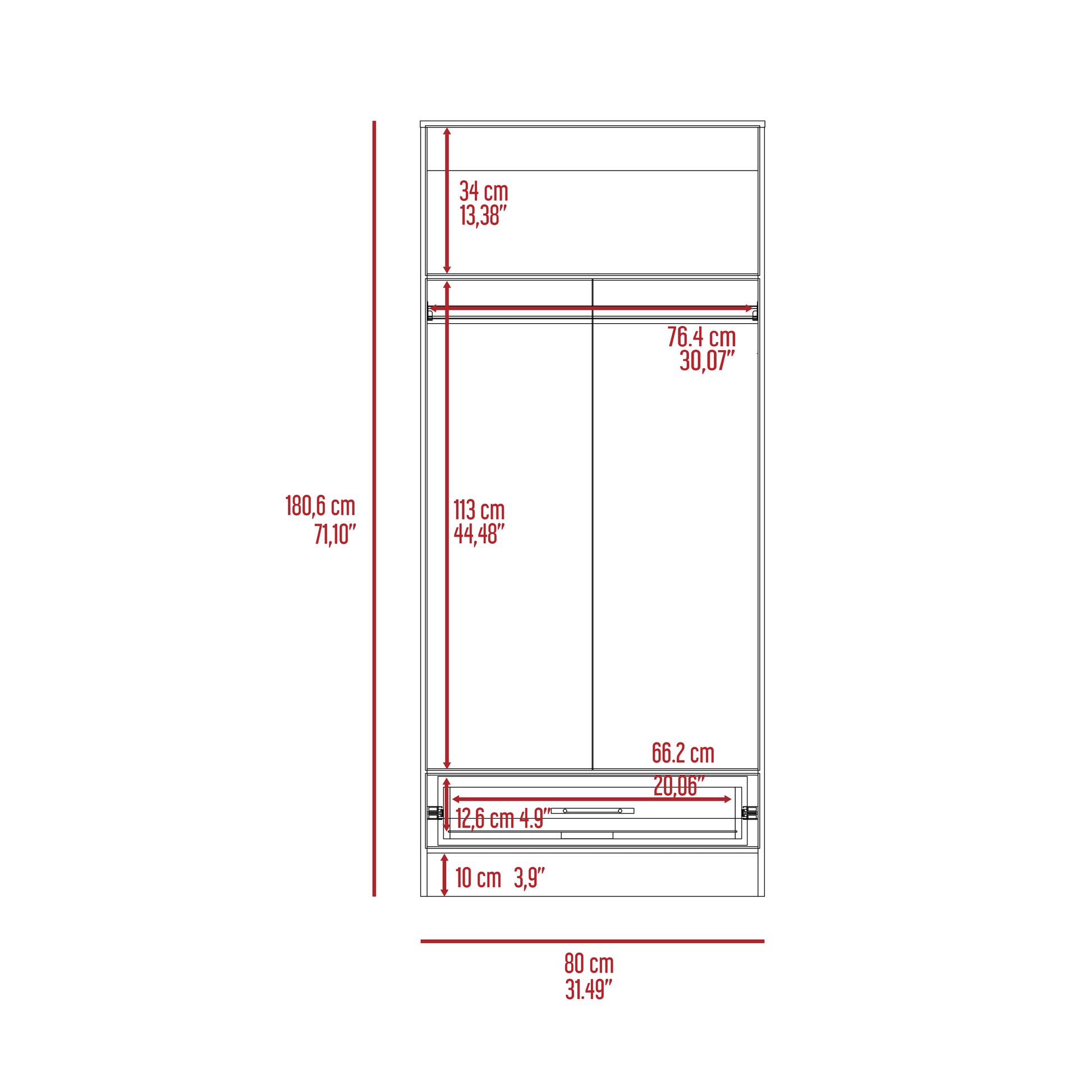 Conway Rectangle Armoire Light Gray Light Gray Particle Board