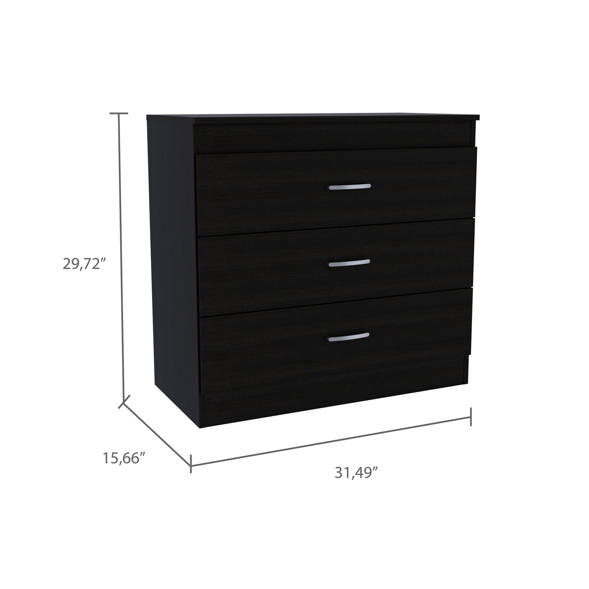 Bethage 3 Drawer Dresser Black Wengue Black Particle Board