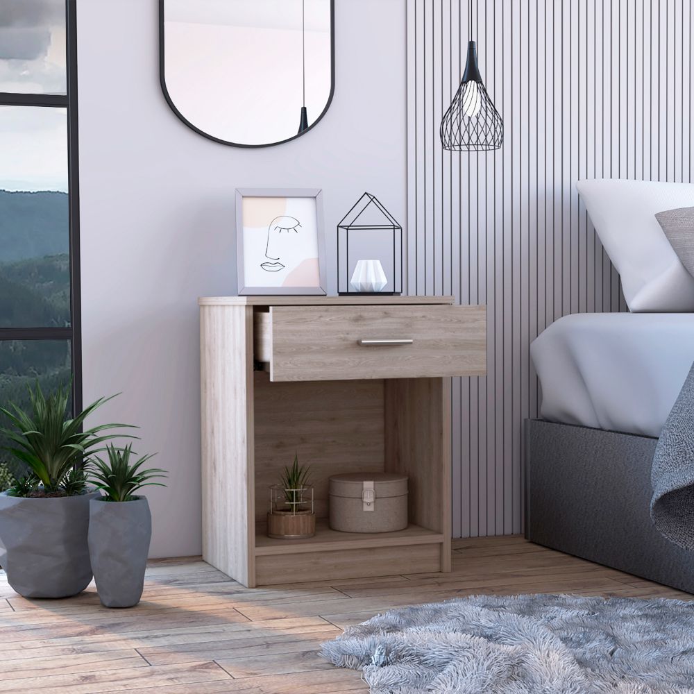 Light Grey 1 Drawer 1 Shelf Nightstand Light Gray Particle Board Light Grey 1 Drawer 1 Shelf Nightstand Light Gray Particle Board