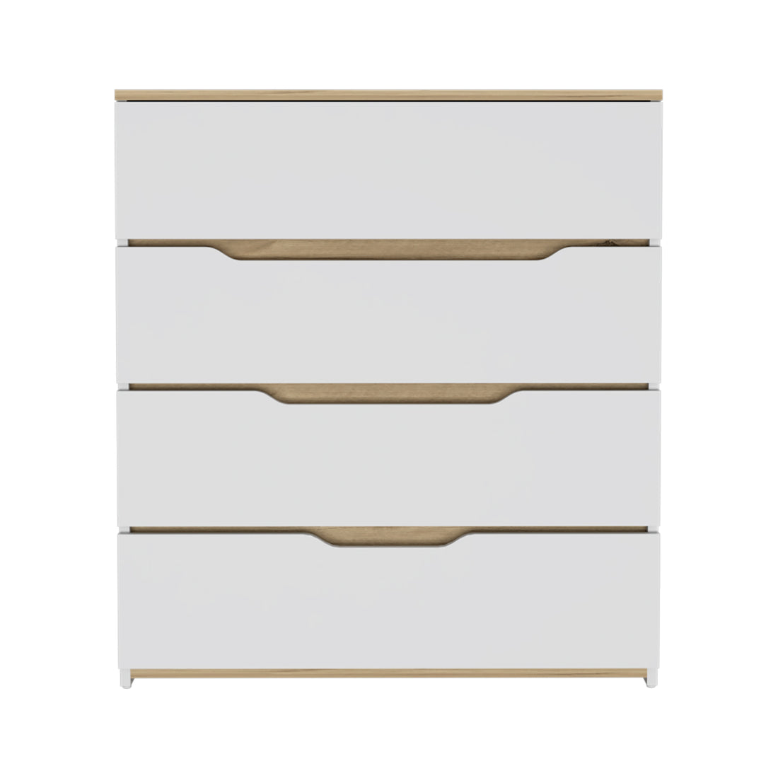 Lynbrook 4 Drawer Dresser White And Light Oak White Particle Board