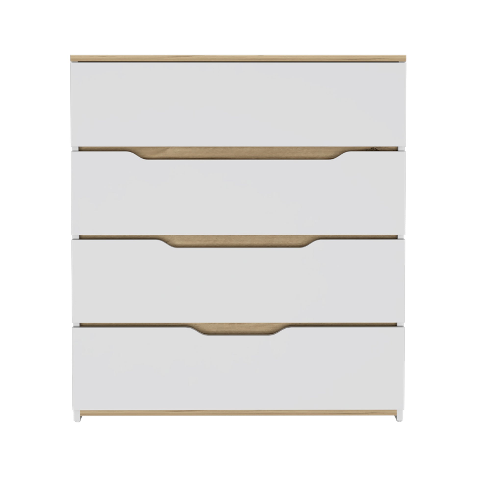 Lynbrook 4 Drawer Dresser White And Light Oak White Particle Board