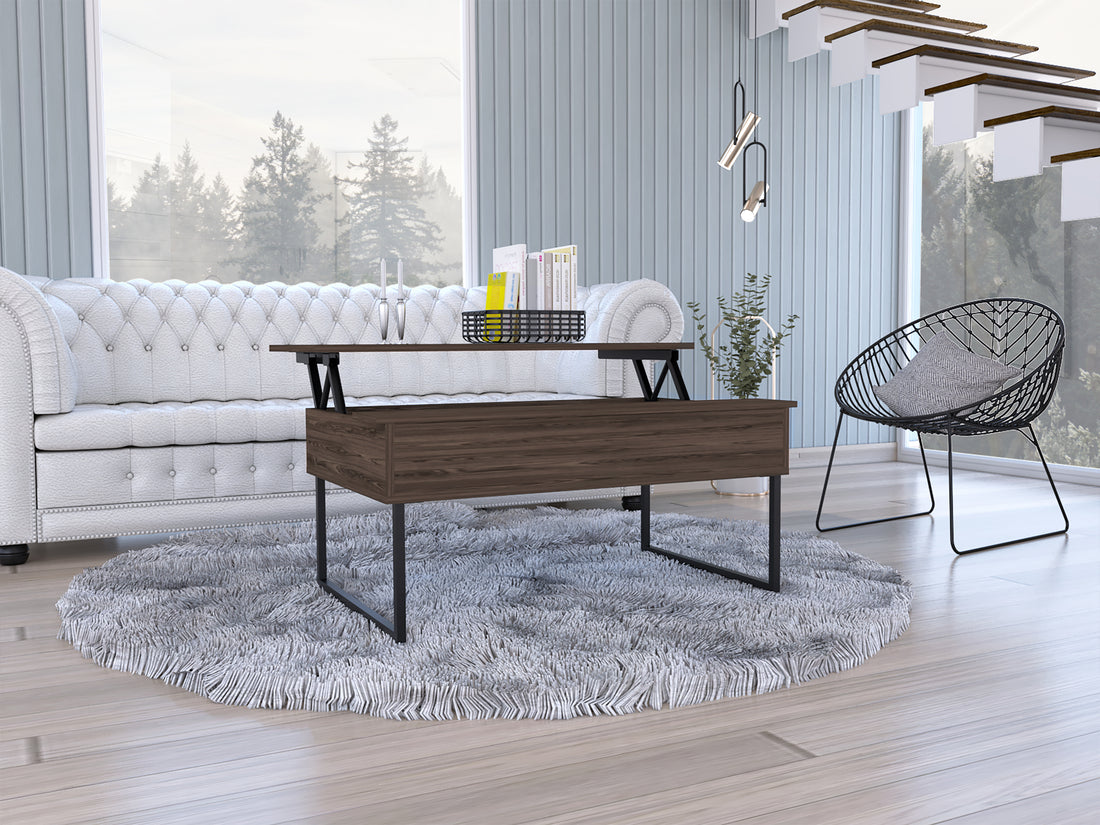 Trumbel Rectangle Lift Top Coffee Table Dark Walnut Brown Particle Board