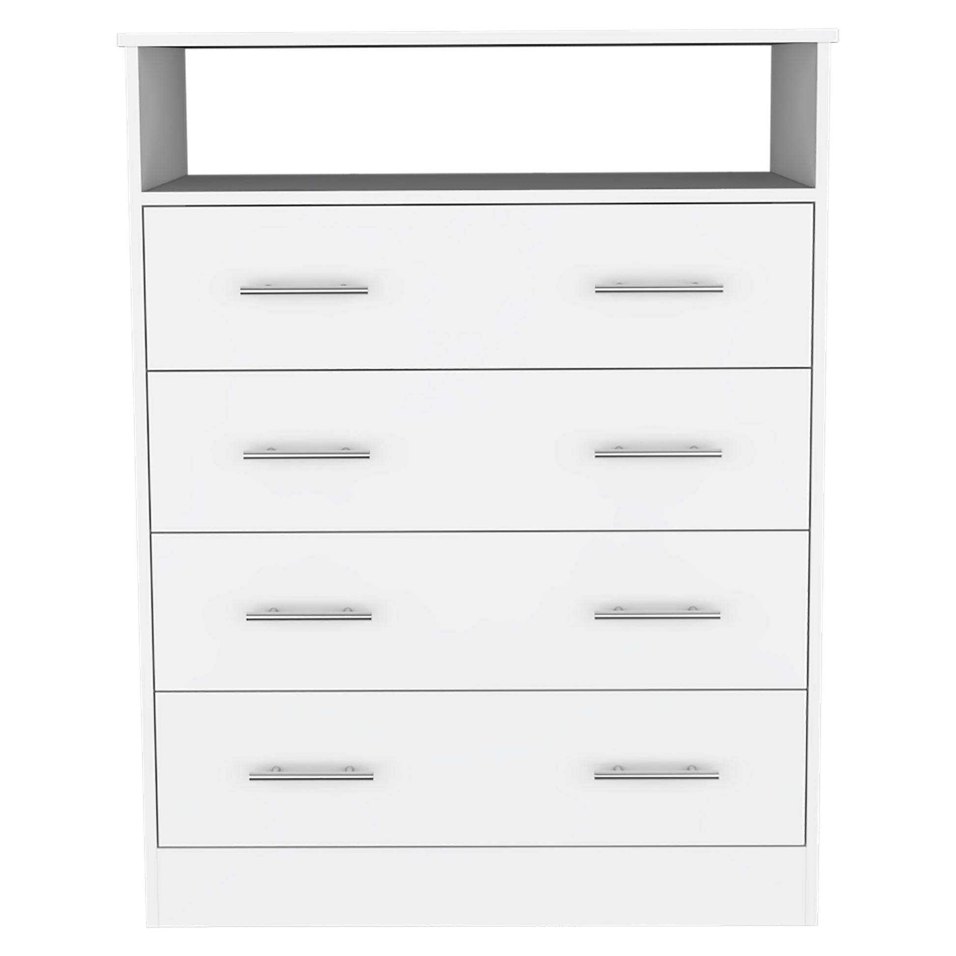 Dover 4 Drawer Rectangle Dresser White White Particle Board