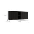 Menlo 59 Inch Four Swing Doors Wall Cabinet Black Wengue Black Particle Board