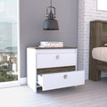 White And Dark Brown 2 Drawer Nightstand White Particle Board