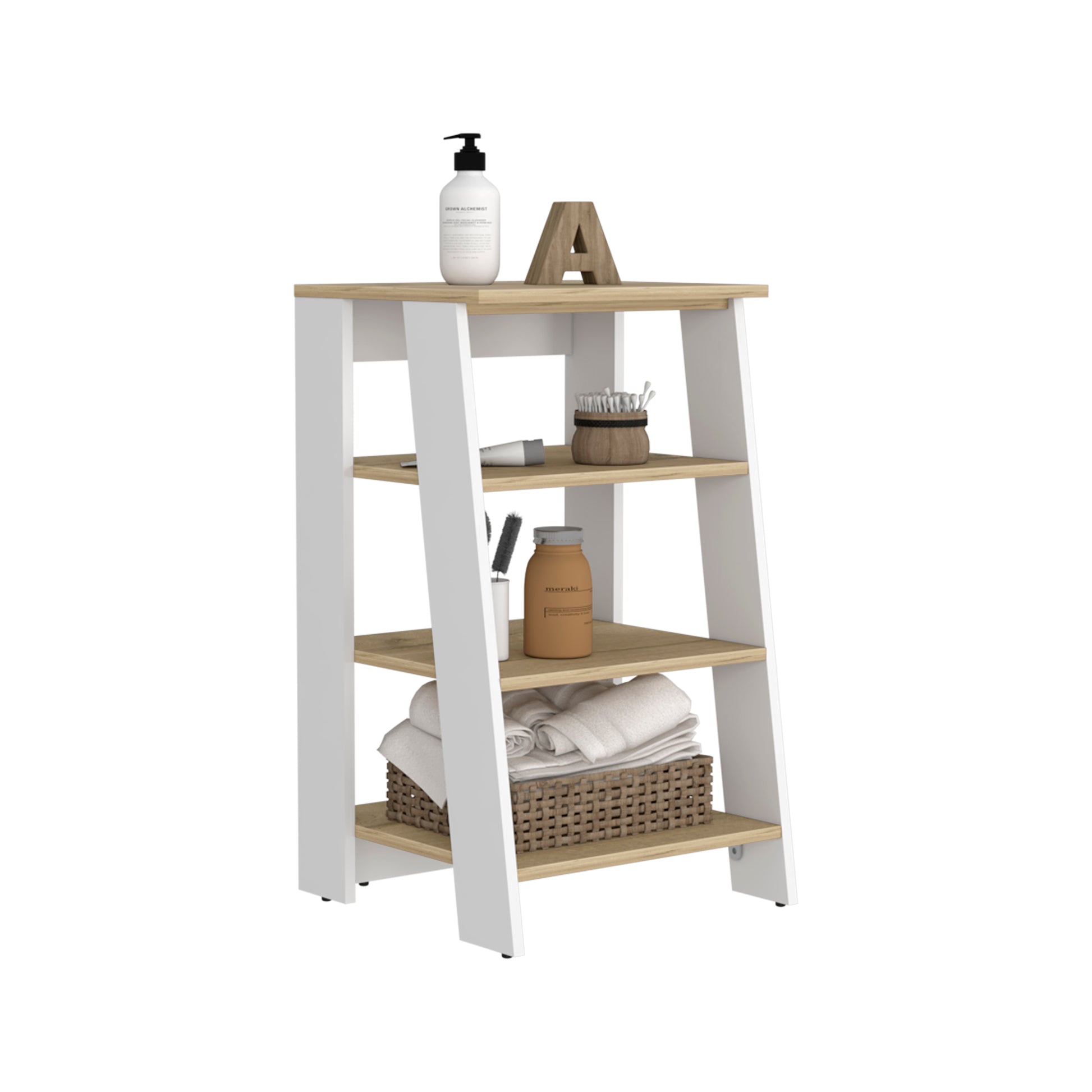 Nashua 4 Shelf Linen Cabinet Light Oak And White White Particle Board
