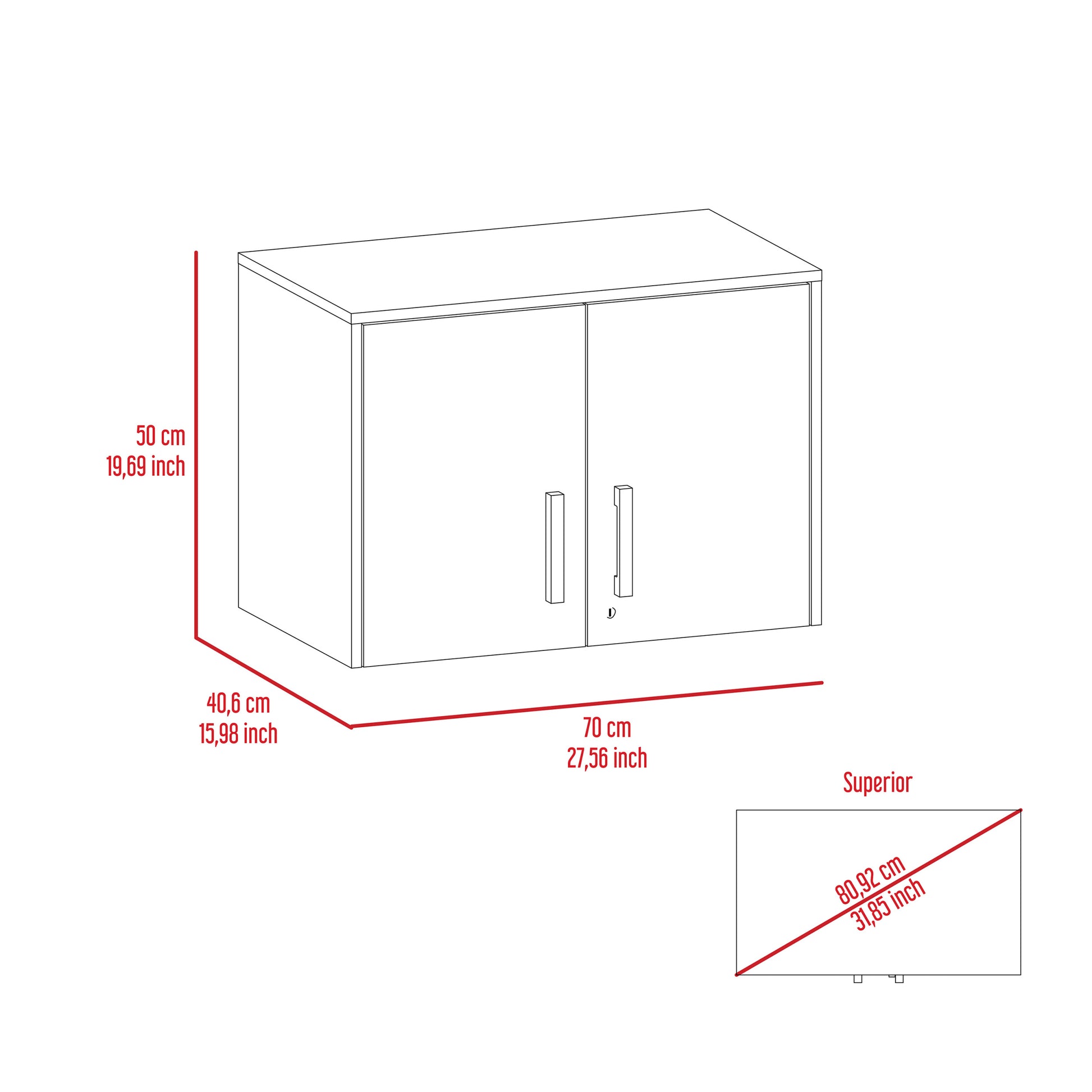 Black Wengue 2 Door Rectangle Wall Cabinet Black Particle Board