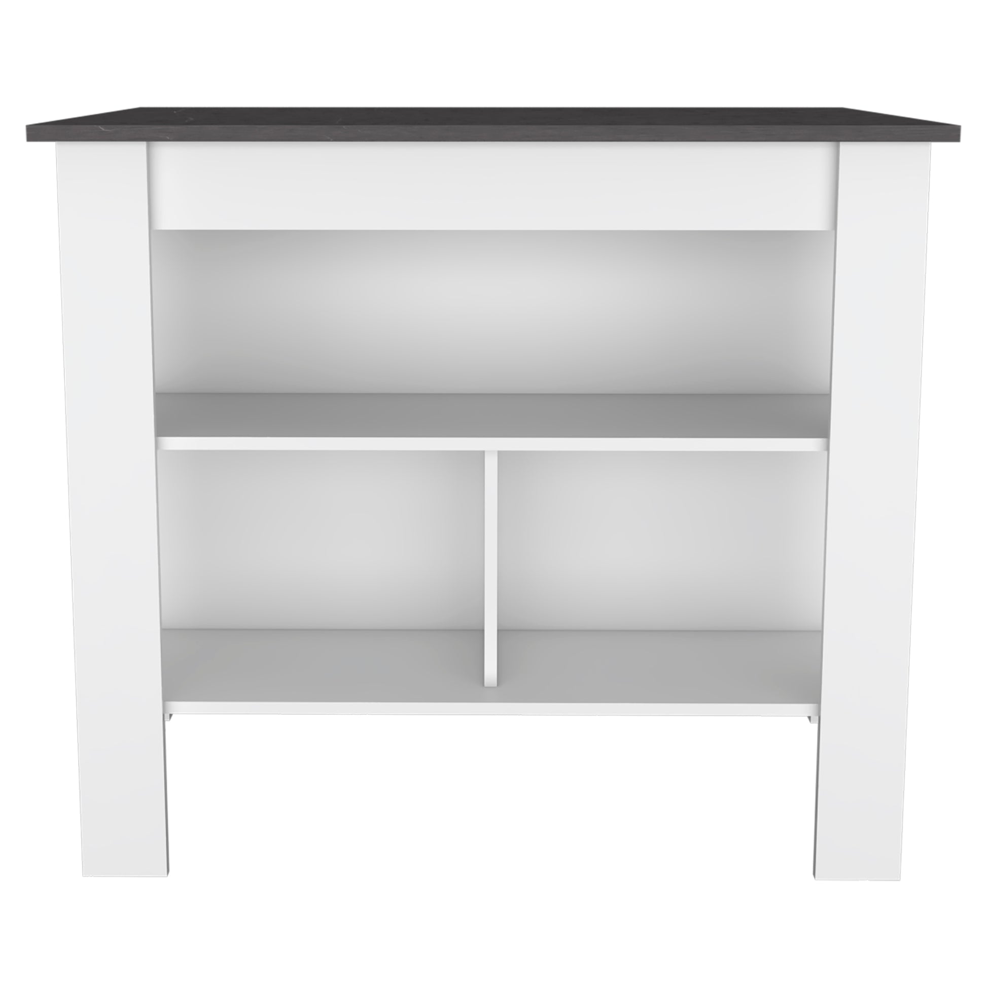 Rockaway 3 Shelf Kitchen Island White And Onix White Particle Board