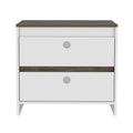 White And Dark Brown 2 Drawer Nightstand White Particle Board