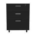 Medford 3 Drawer Rectangle Chest With Caster Black Wengue Black Particle Board