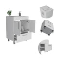 White 2 Door Rectangle Single Bathroom Vanity White Particle Board