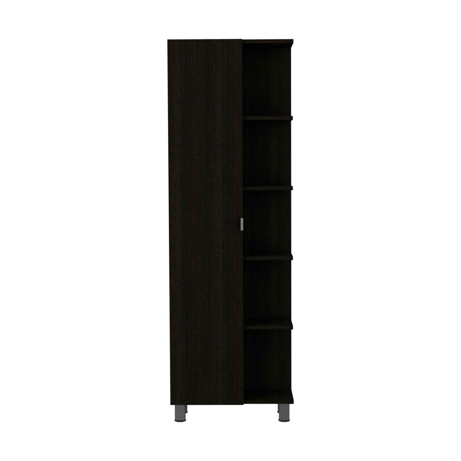 Black Wengue 5 Shelf Tall Cabinet Black Particle Board