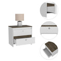 White And Dark Brown 2 Drawer Nightstand White Particle Board