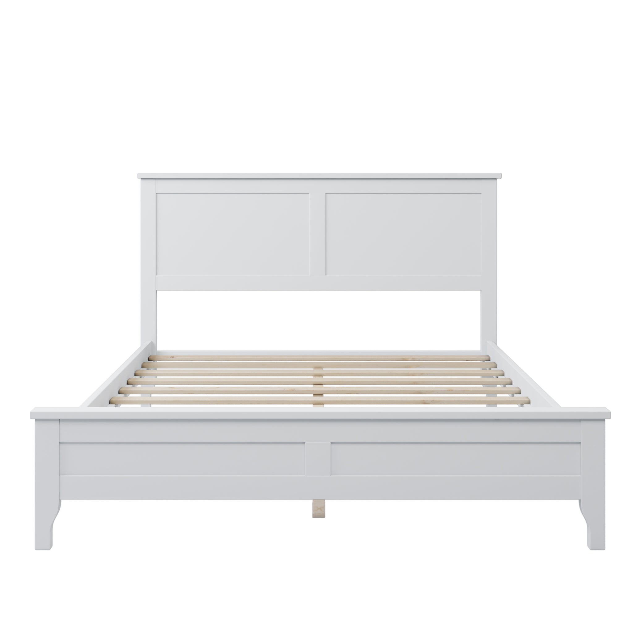 Modern White Solid Wood Full Platform Bed old white-solid wood