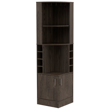 Dark Walnut 8 Bottle 2 Shelf Bar Cabinet Freestanding 5 Or More Shelves Brown Primary Living Space Shelves Included Particle Board