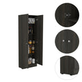 Buxton Rectangle 2 Door Storage Tall Cabinet Carbon Espresso And Black Wengue Brown Particle Board