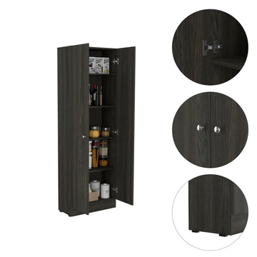 Buxton Rectangle 2 Door Storage Tall Cabinet Carbon Espresso And Black Wengue Brown Particle Board