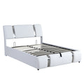 Full Size Upholstered Faux Leather Platform Bed With A Hydraulic Storage System, White White Technical Leather