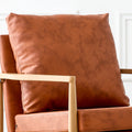 Pu Leather Accent Arm Chair Mid Century Modern Upholstered Armchair With Imitation Solid Wood Color Metal Frame Extra Thick Padded Backrest And Seat Cushion Sofa Chairs For Living Room Sf 010 Brown Foam Pu
