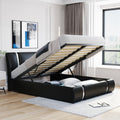 Queen Size Upholstered Faux Leather Platform Bed With A Hydraulic Storage System, Black Black Technical Leather