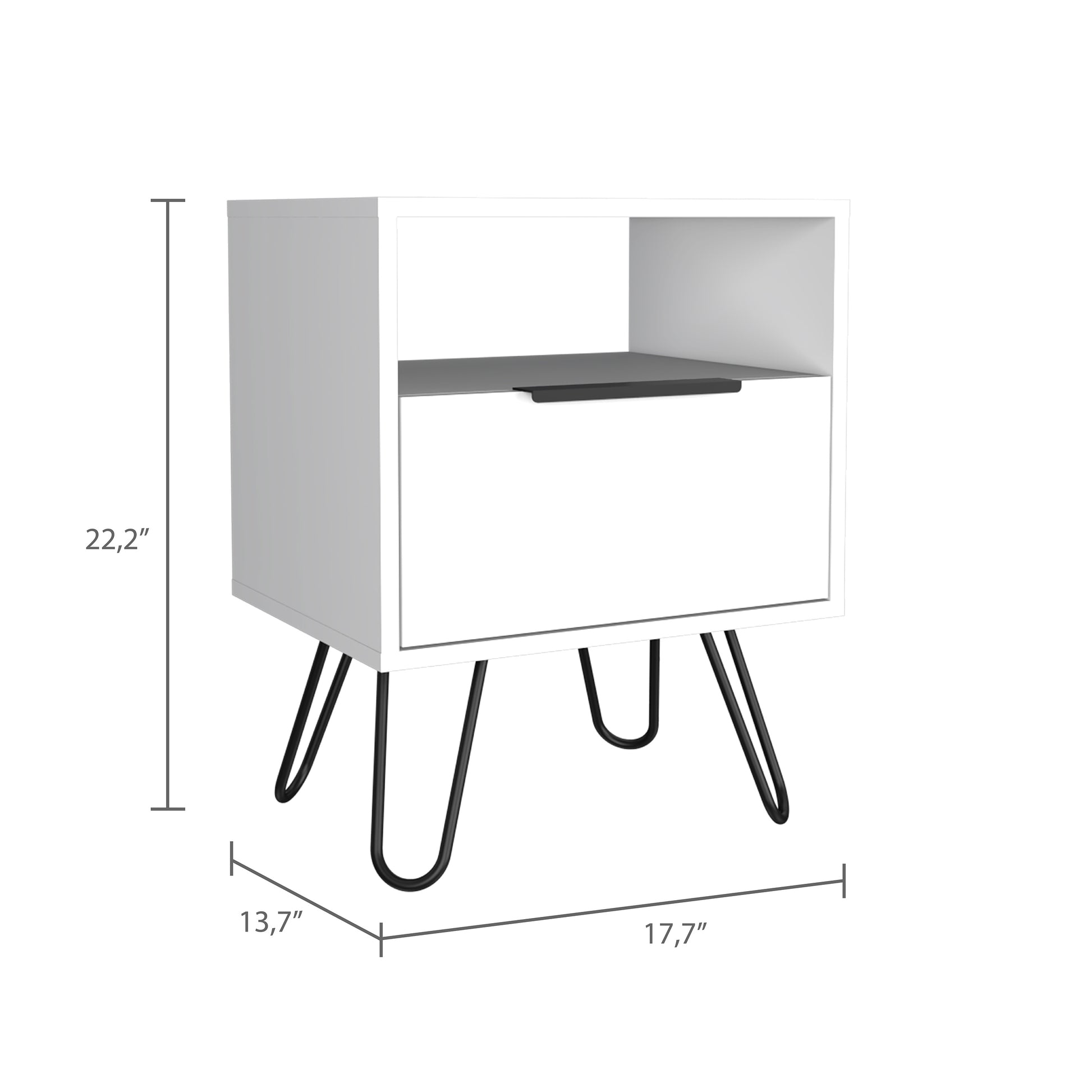 White Creek 1 Shelf 1 Drawer Nightstand White Particle Board