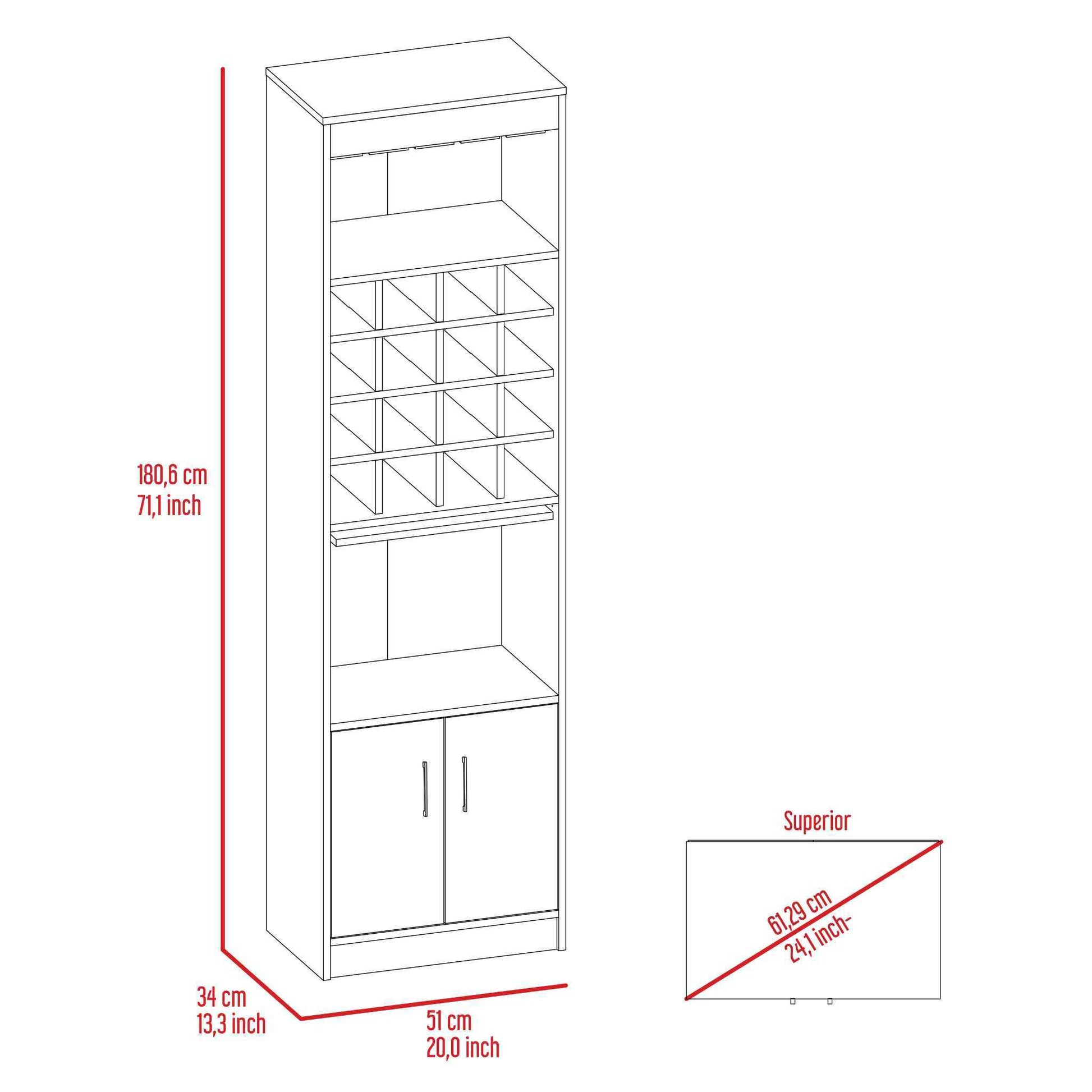 Wolcott 16 Bottle 1 Shelf Bar Cabinet Carbon Espresso Brown Particle Board