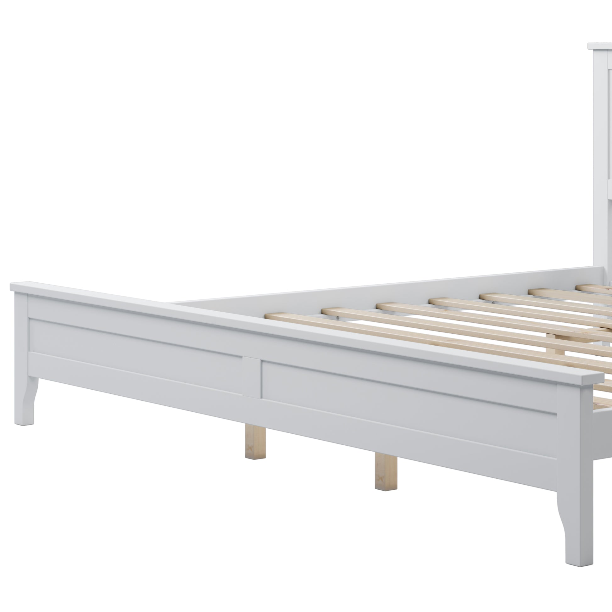 Modern White Solid Wood King Platform Bed Old Sku:Wf283526Aak White Solid Wood