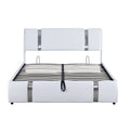 Queen Size Upholstered Faux Leather Platform Bed With A Hydraulic Storage System, White White Technical Leather