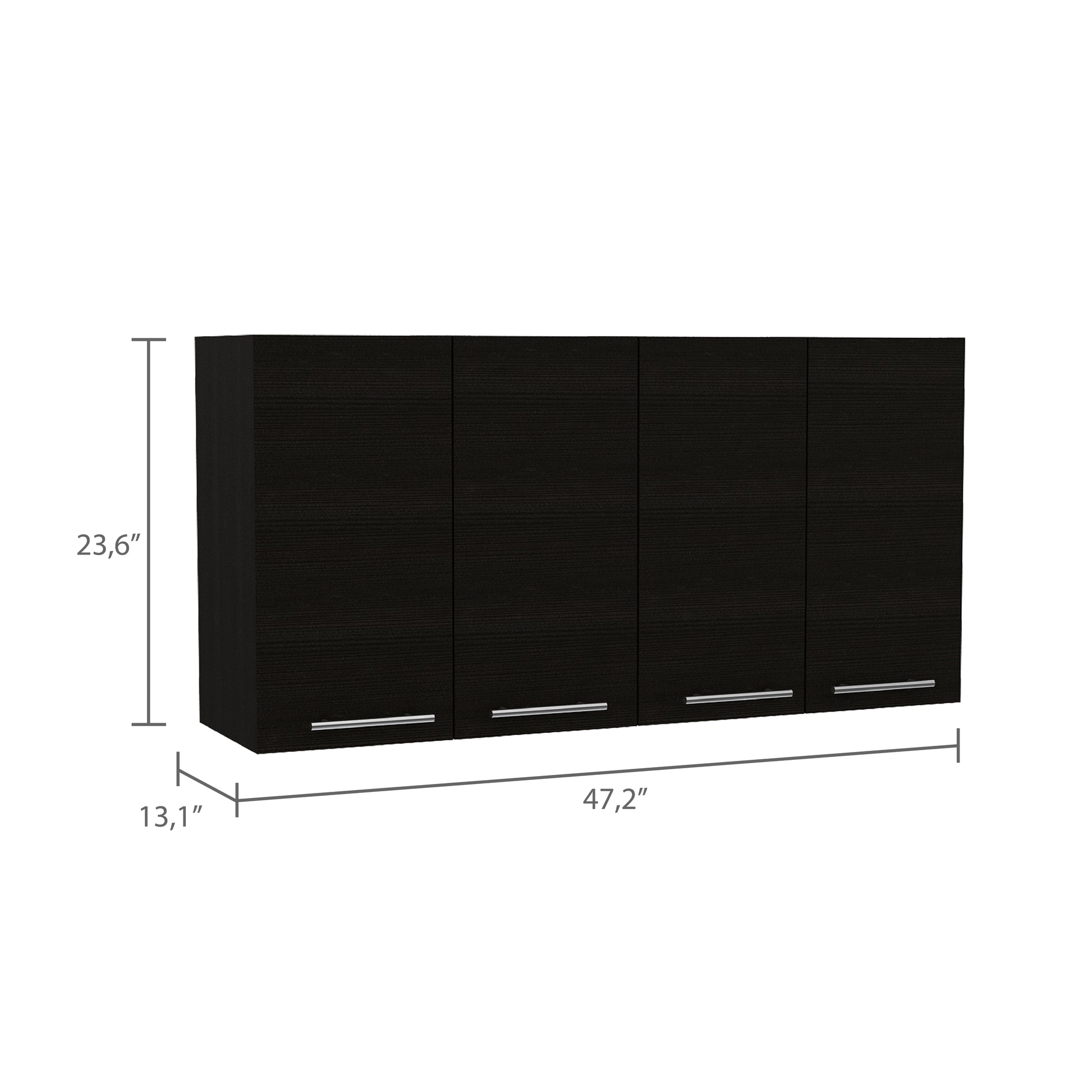 Stockton Rectangle Four Swing Doors Wall Cabinet Black Wengue Black Particle Board