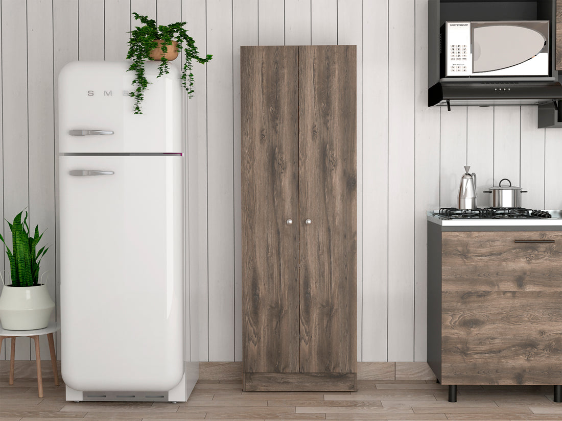 Buxton Rectangle 2 Door Storage Tall Cabinet Dark Brown And Black Wengue Brown Particle Board