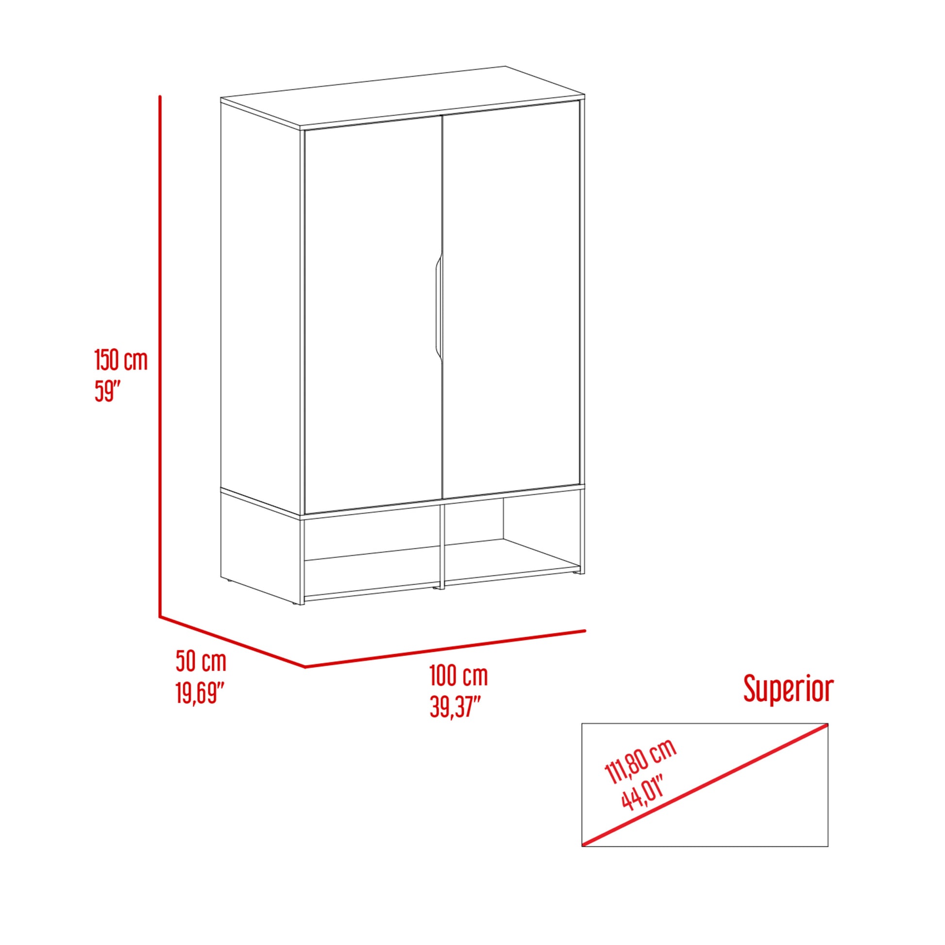 Logan 2 Shelf Armoire Black Wengue And White Black Particle Board