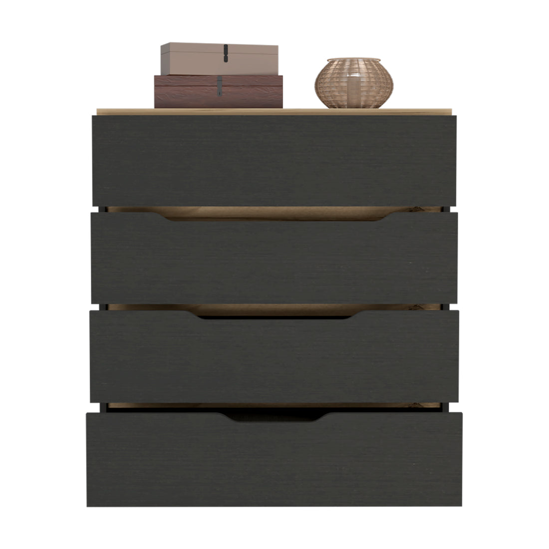 Lynbrook 4 Drawer Dresser Black Wengue And Light Oak Black Particle Board