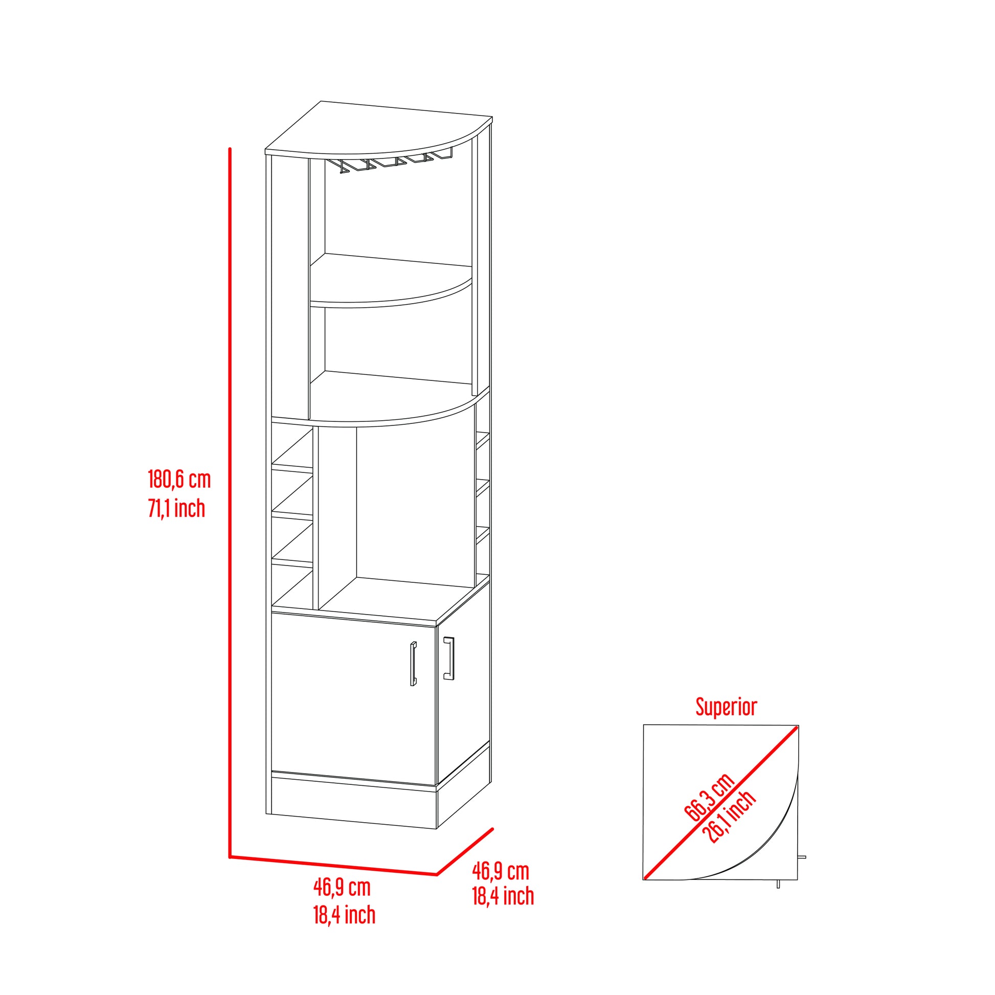 White 8 Bottle 2 Shelf Bar Cabinet Freestanding 5 Or More Shelves White Primary Living Space Shelves Included Particle Board