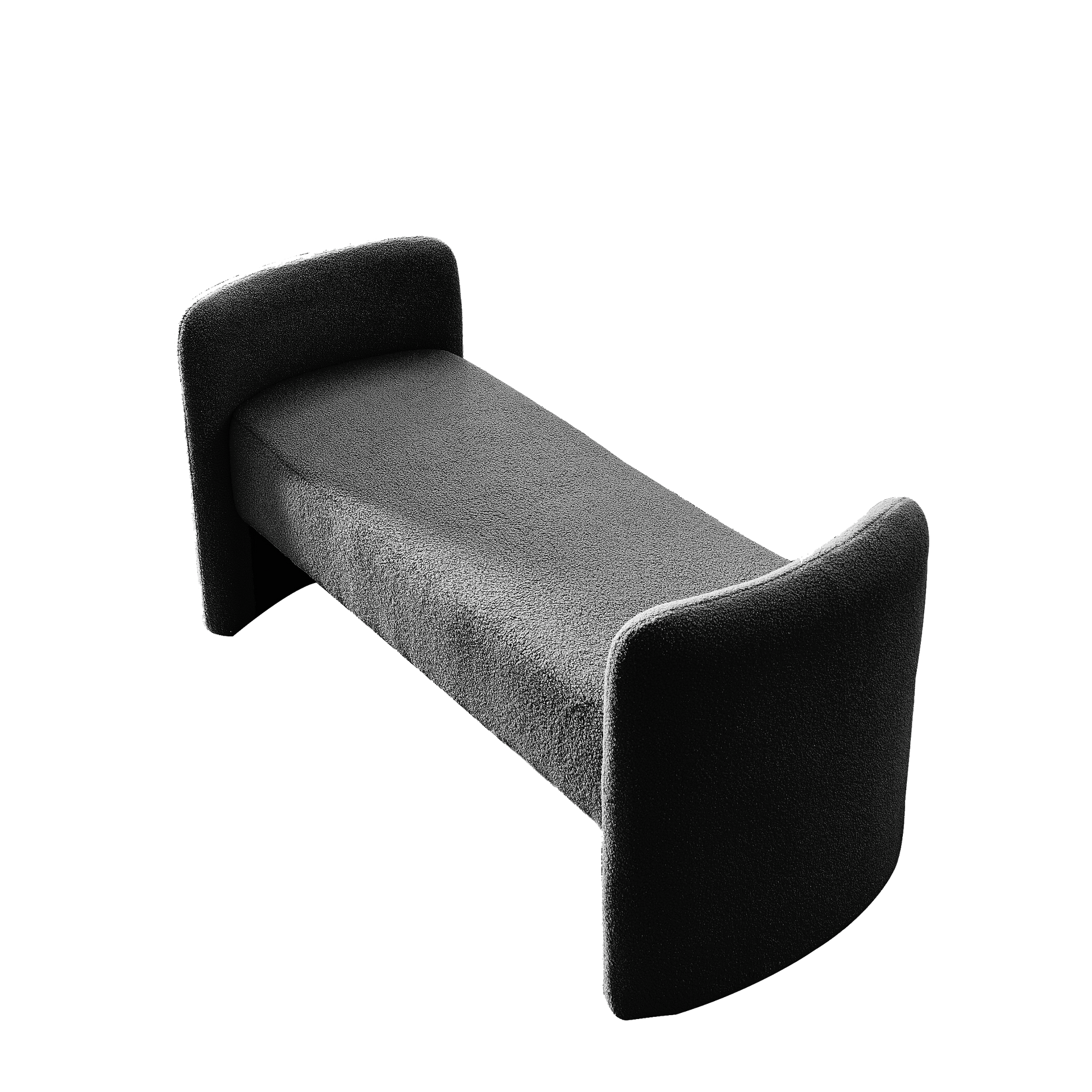 Welike 52" Bench For Bedroom End Of Bed Modern Contemporary Design Ottoman Couch Long Bench Window Sitting Fireplace Bench, Teddy Black Foam Polyester