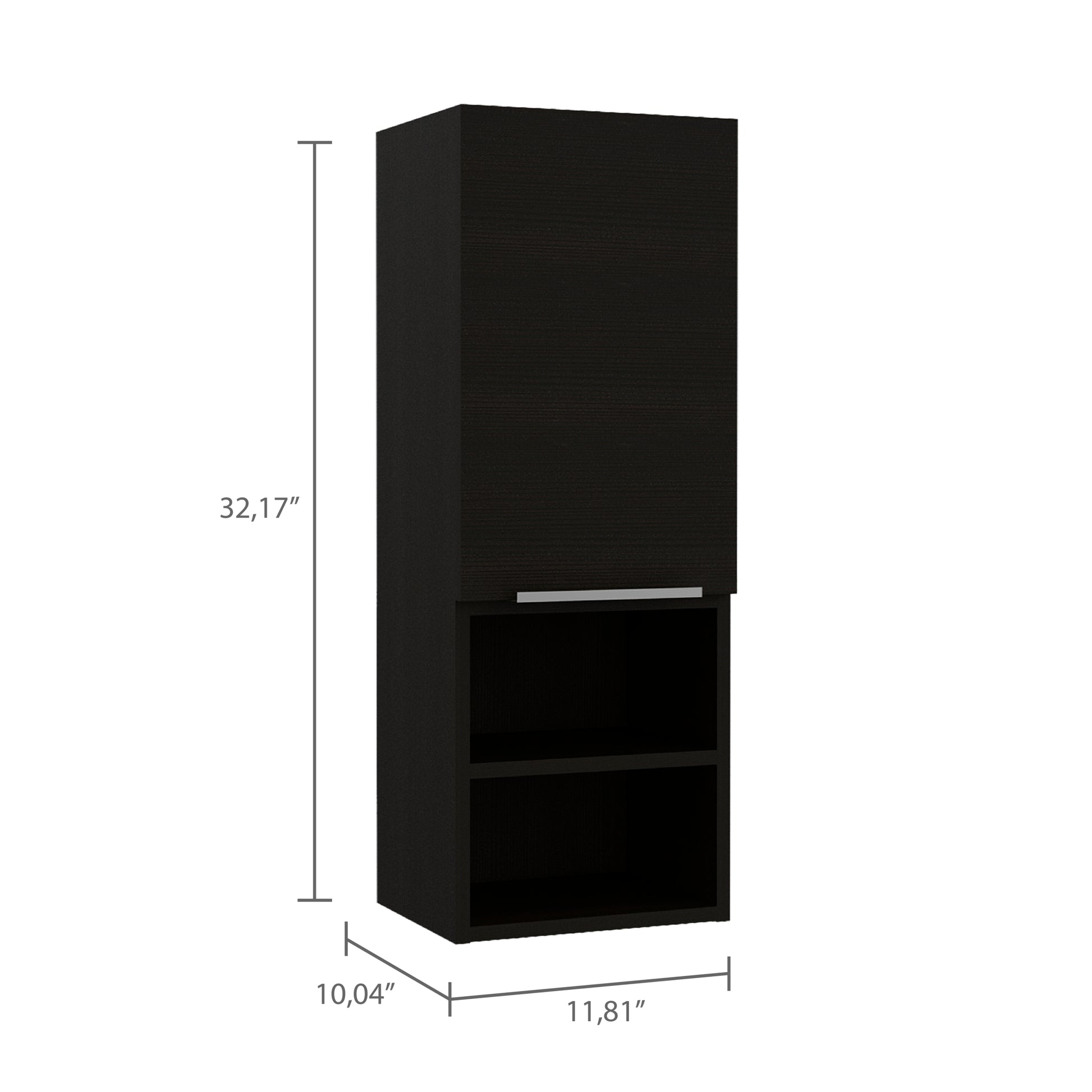 Black Wengue Rectangle 2 Shelf Medicine Cabinet Black Particle Board